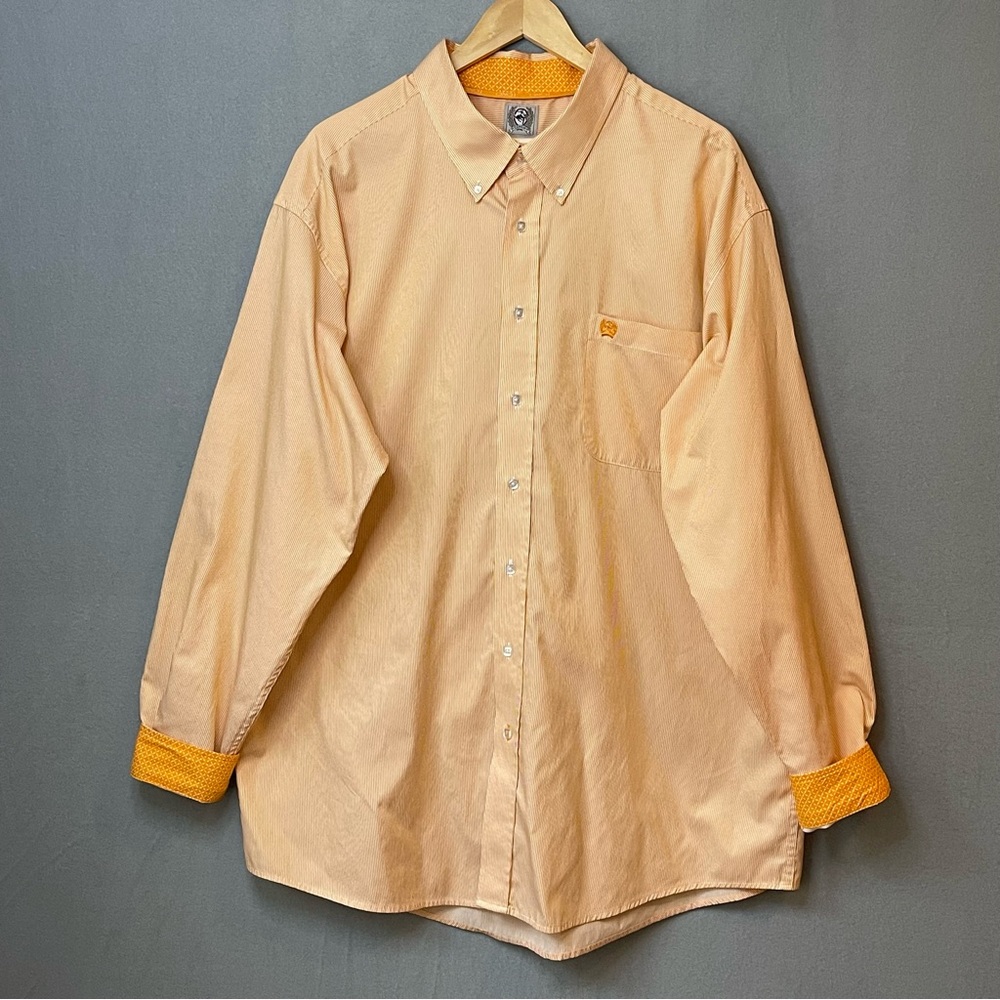 Cinch Orange Western Button Down Shirt XXL Rodeo Cowboy Stripe